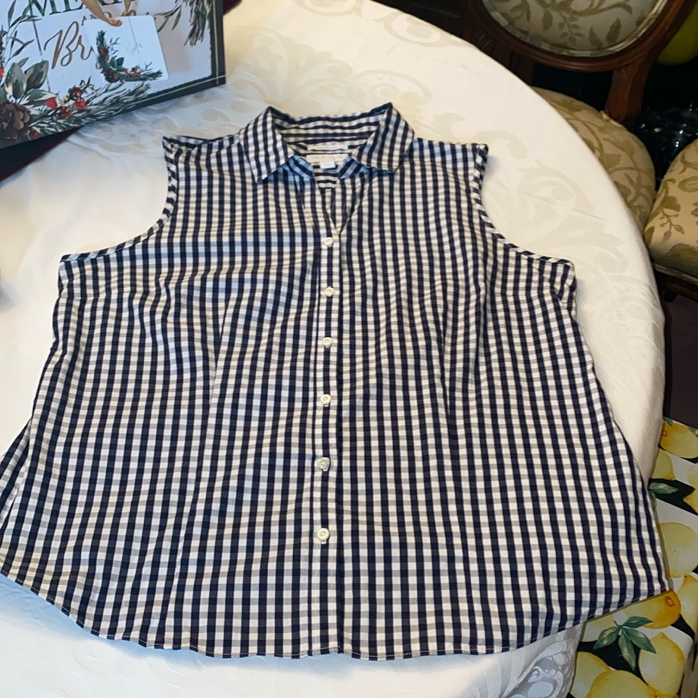 Charter club size 14 Taylor fit sleeveless, button-down, collared blouse,